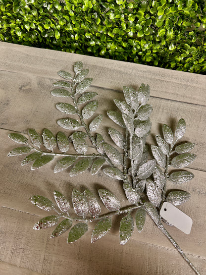 21 Inch Silver Glitter Honey Locust Spray