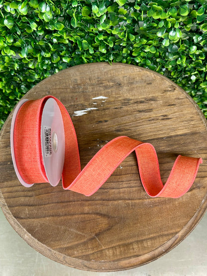 7/8 Inch By 10 Yard Dark Coral Royal Burlap Ribbon