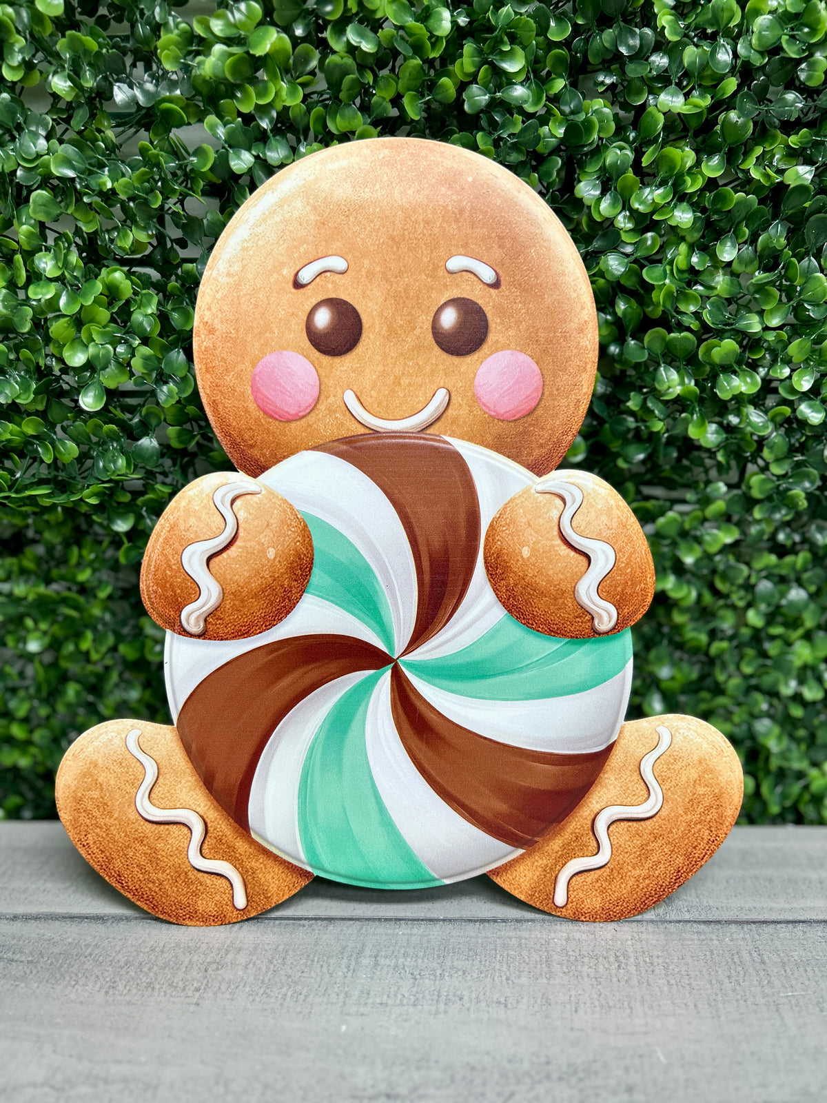 12 Inch Mint And Brown Gingerbread And Candy Metal Sign