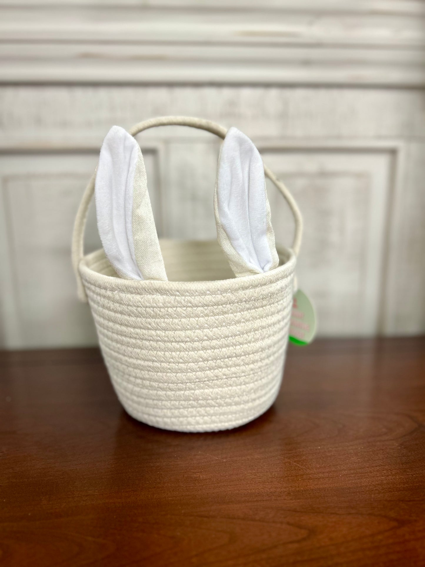 White Bunny Decorative Basket
