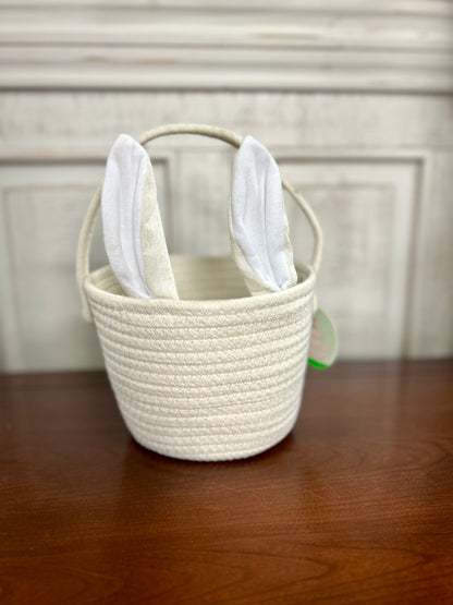 White Bunny Decorative Basket