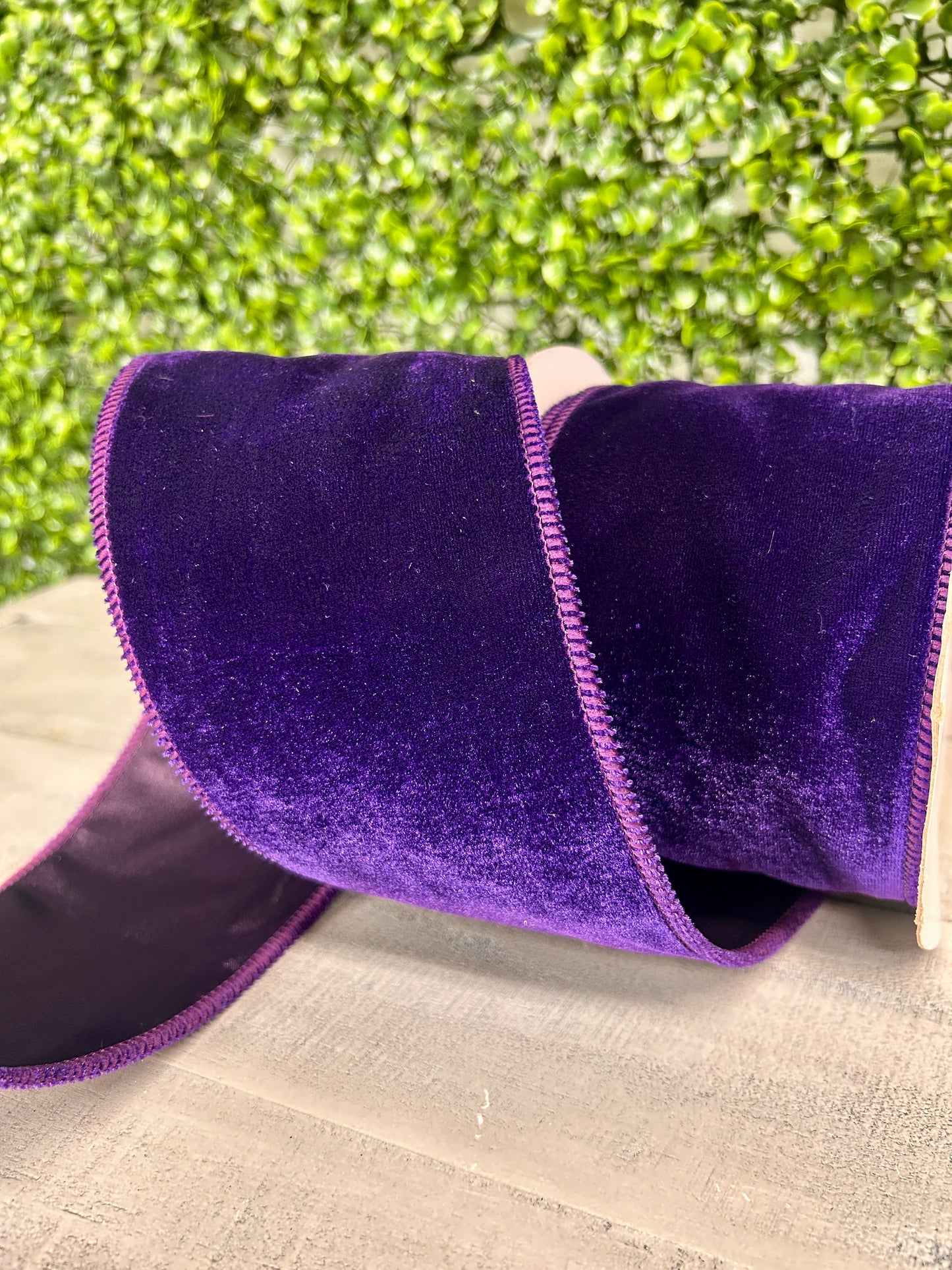 4 Inch By 10 Yard Purple Deluxe Velvet With Satin Backing Ribbon