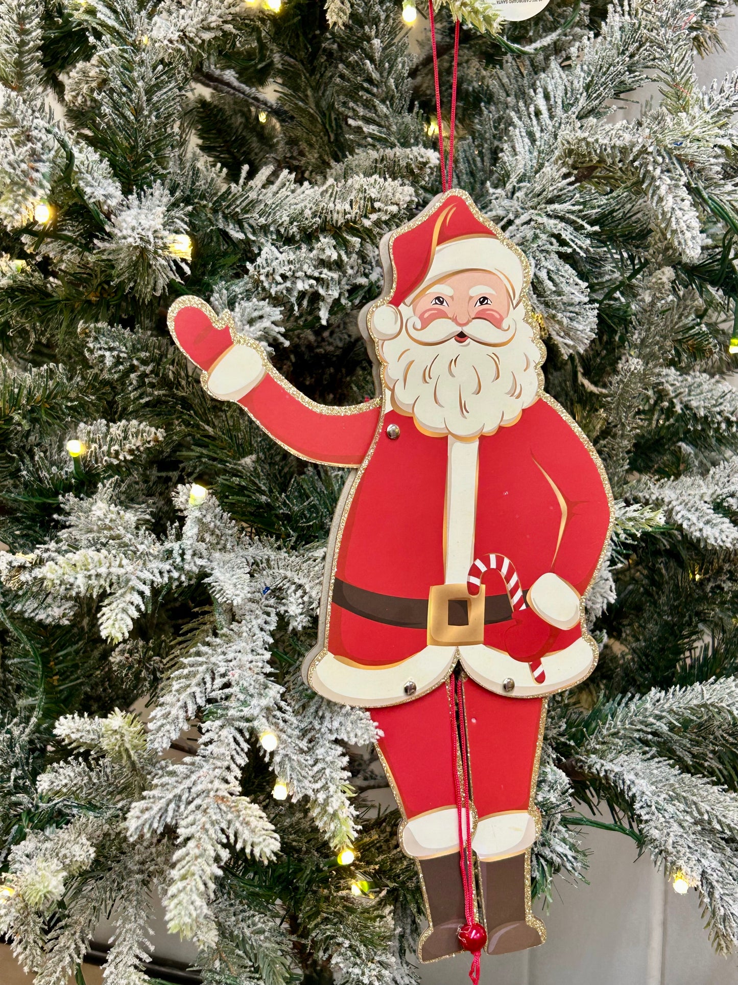 12.75 Inch Cardboard Santa Pull Toy Ornament