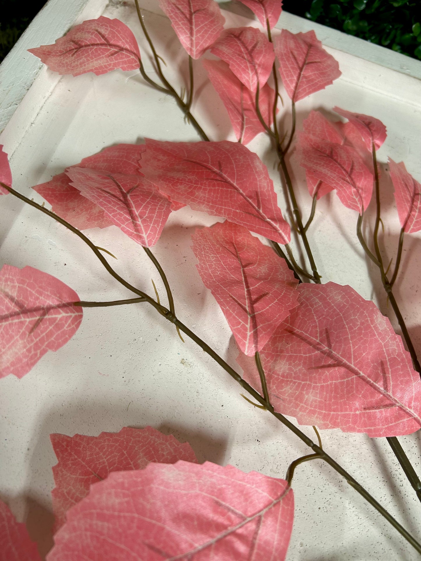 28 Inch Pink Rose Leaf Spray
