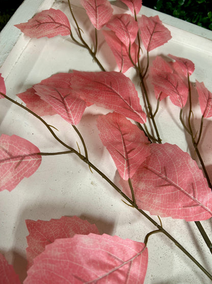 28 Inch Pink Rose Leaf Spray