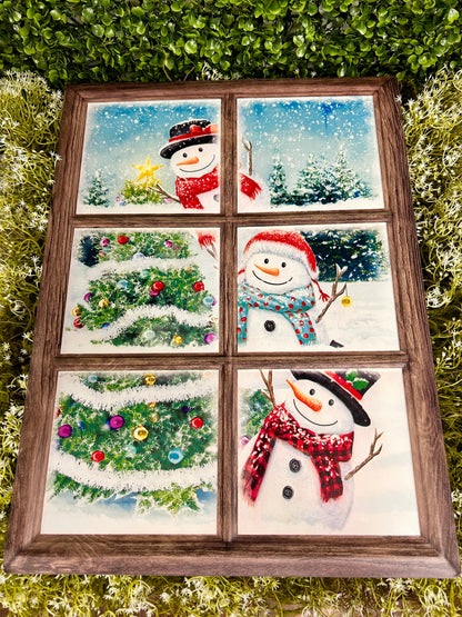 19 Inch Snowmen With Trees Window Sign