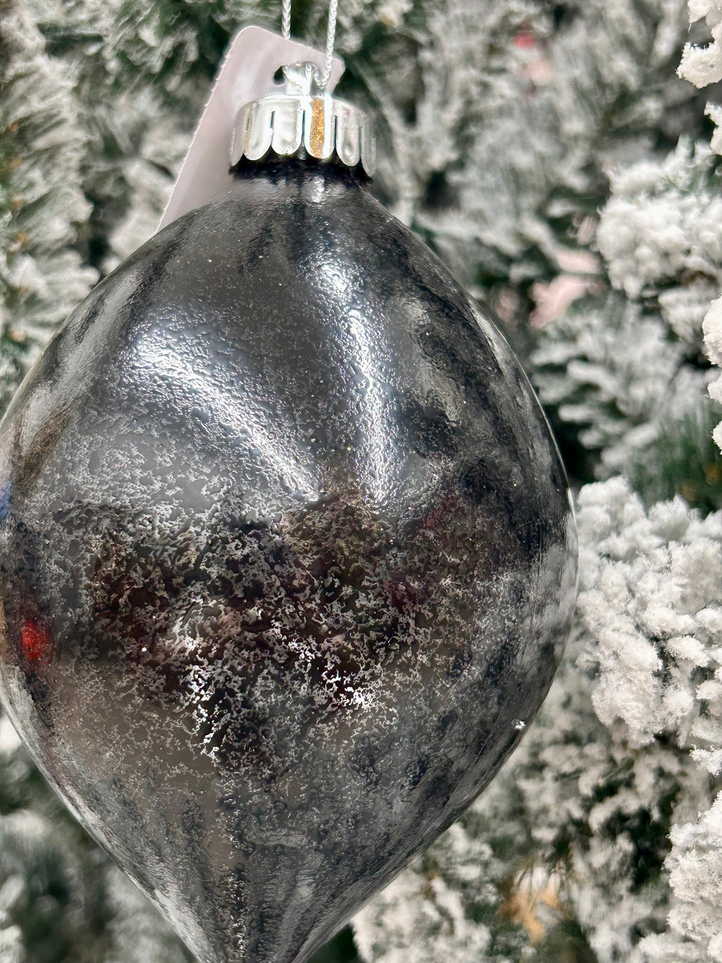 6 Inch Speckle Black Teardrop Ornament