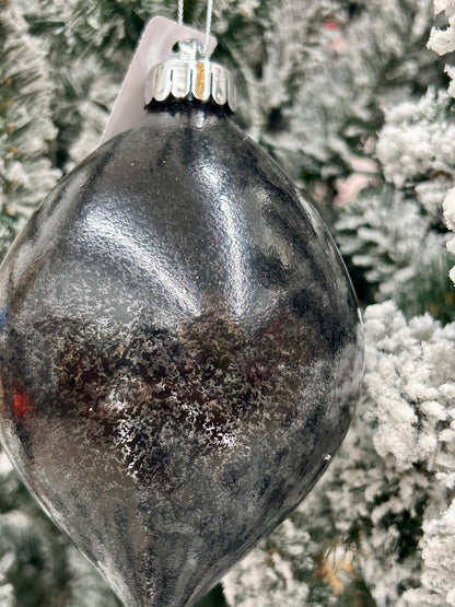 6 Inch Speckle Black Teardrop Ornament
