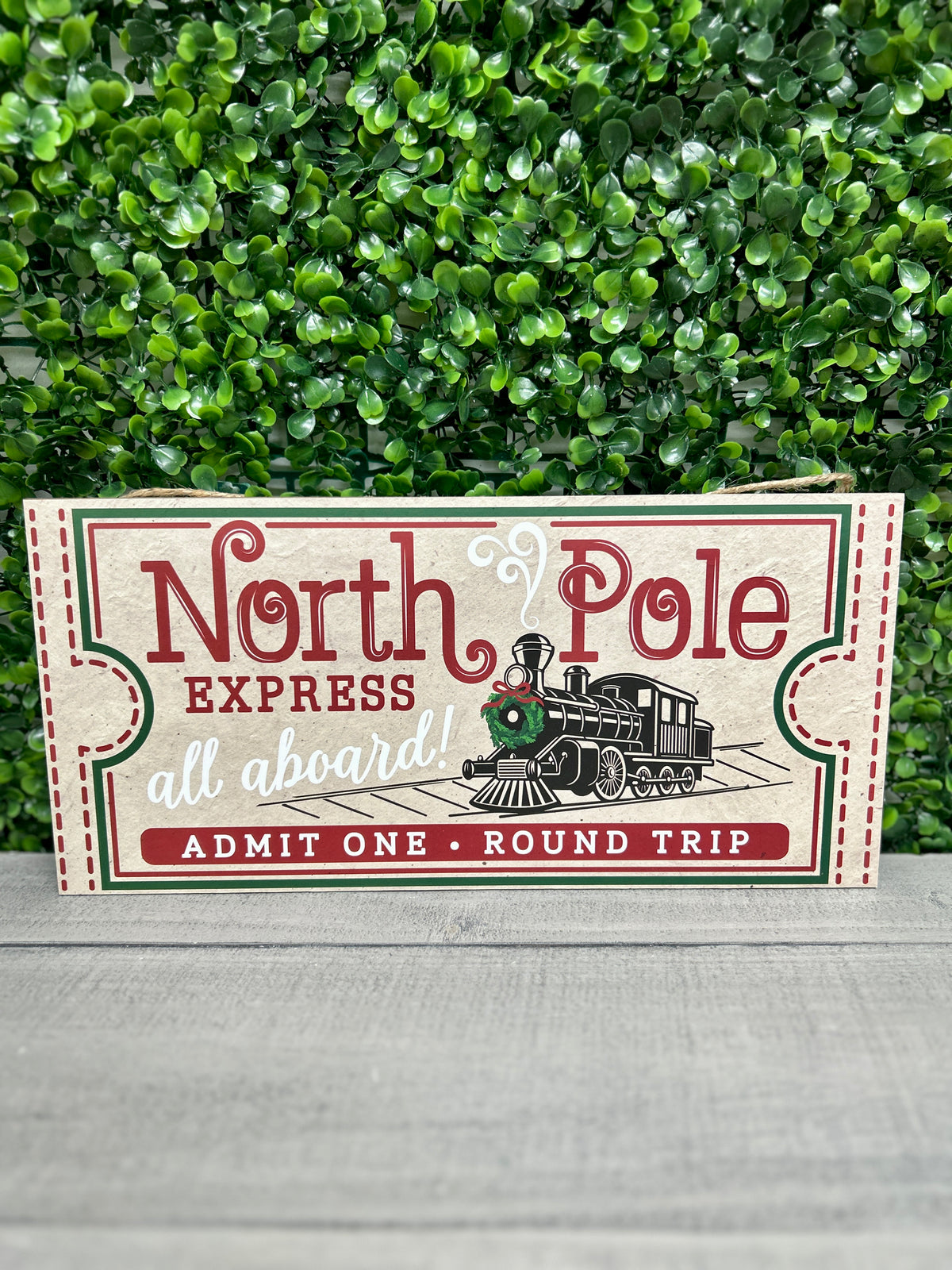 12.5 Inch North Pole Ticket Wood Sign