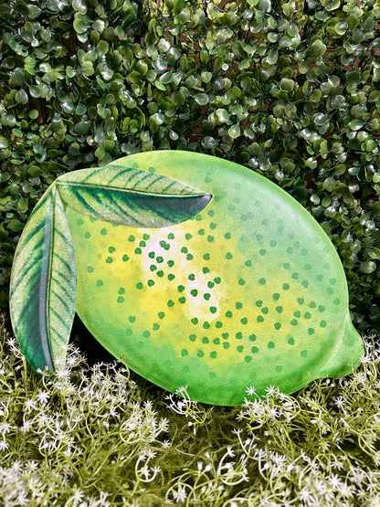 12 Inch Embossed Watercolor Lime Metal Sign