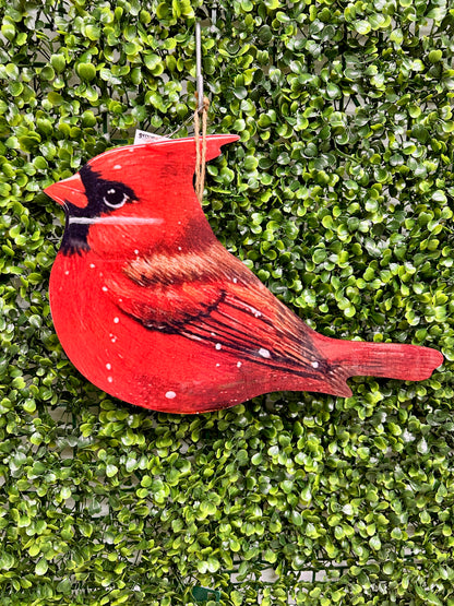 12.6 Inch Wood High Gloss Finish Hanging Holiday Cardinal Two Assorted