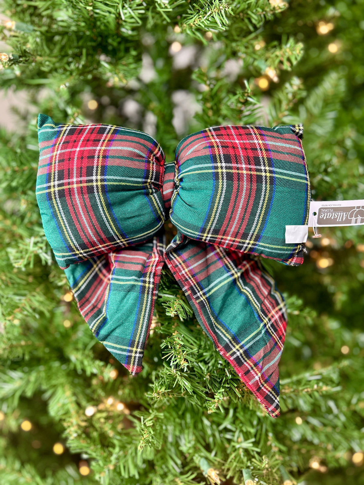 9.5 Inch By 13 Inch Plush Plaid Bow With Clip