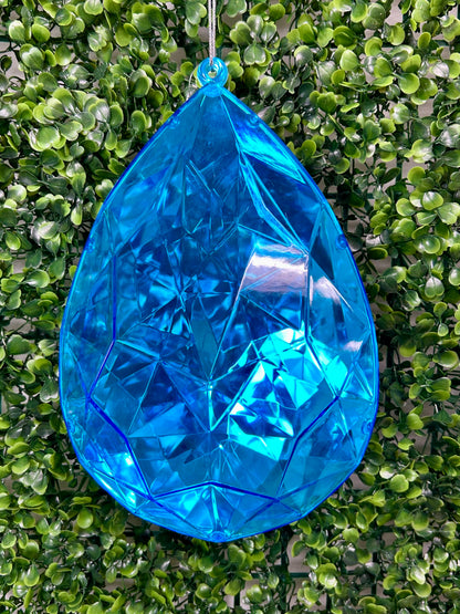 9 Inch Blue Acrylic Rain Drop Diamond Ornament