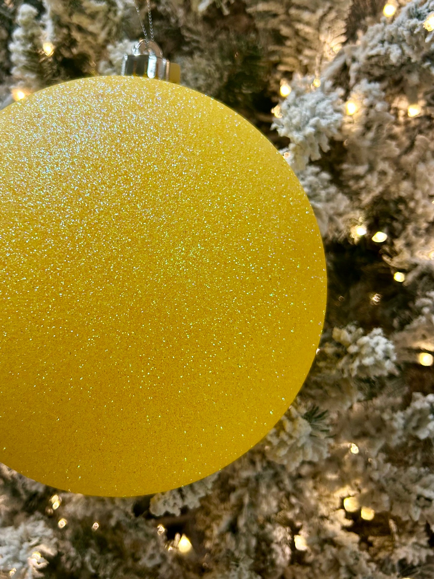 8 Inch Bright Yellow Iridescent Glitter Ornament