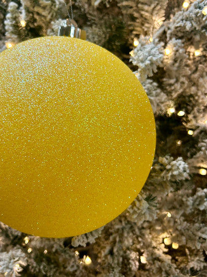 8 Inch Bright Yellow Iridescent Glitter Ornament