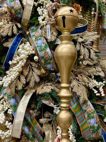 23 Inch Metal Gold And White Bell Top Finial Ornament Two Styles