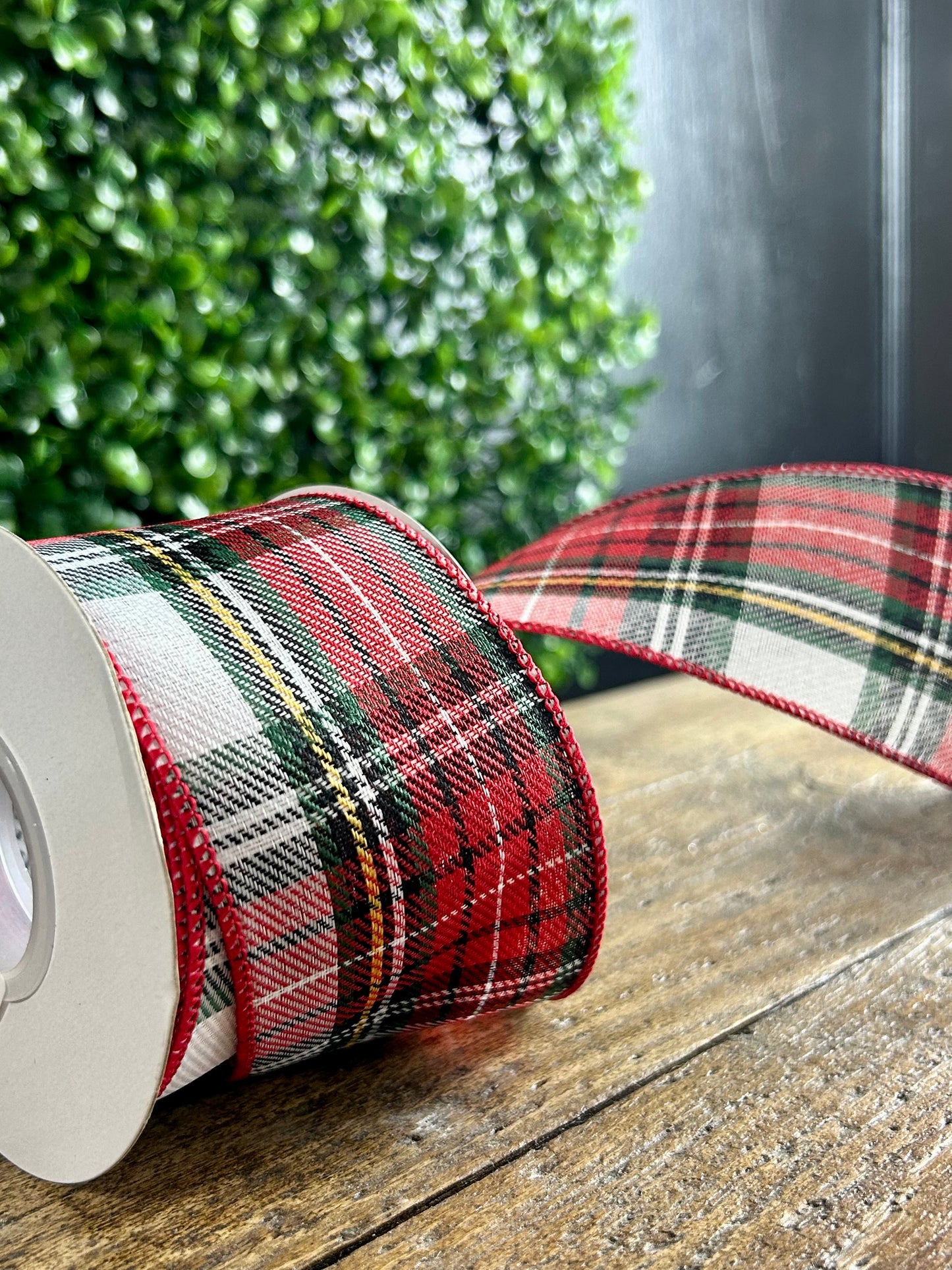 2.5 Inch By 10 Yard Spearmint Plaid Classic Twill Ribbon