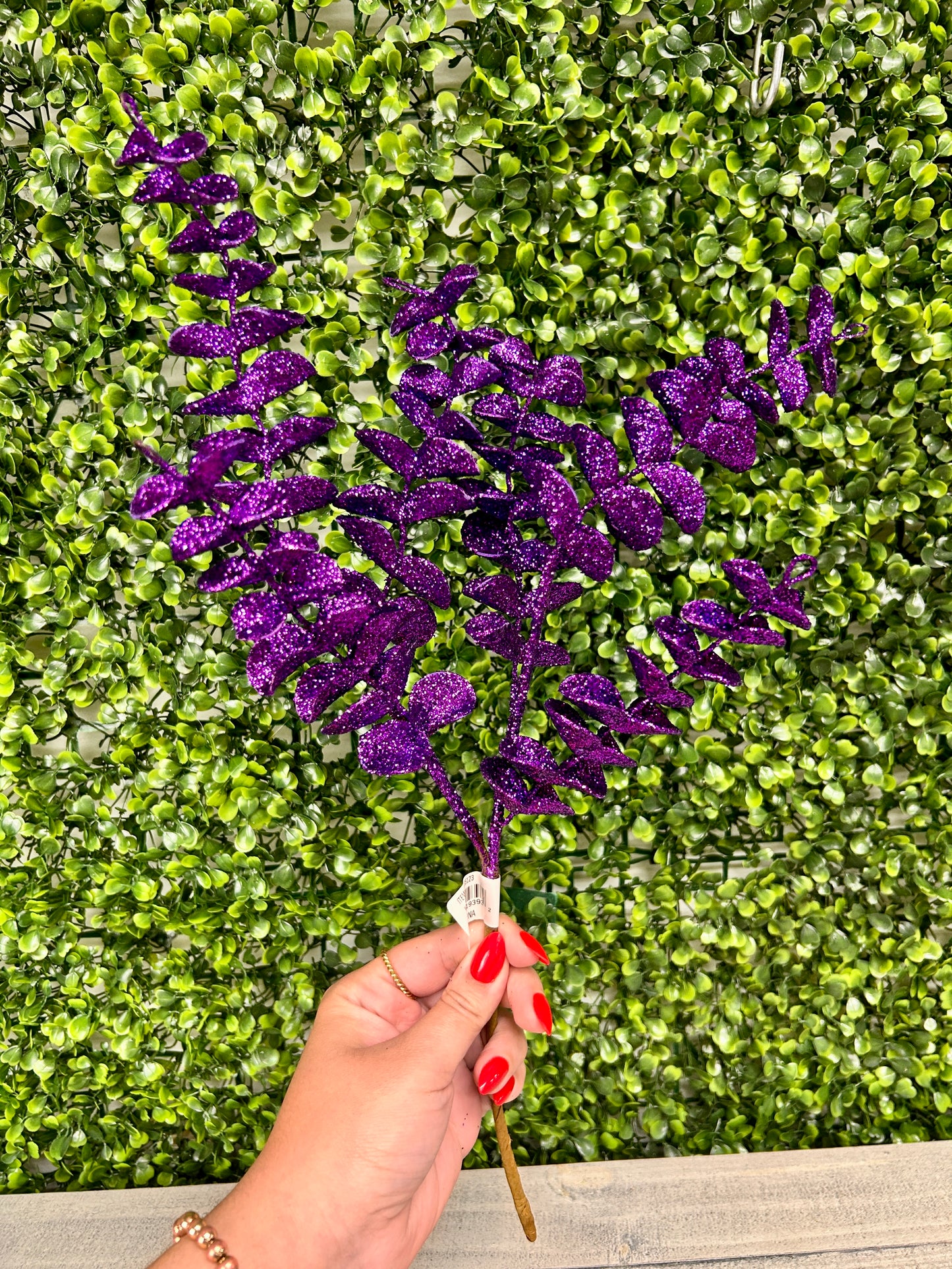 17 Inch Purple Glitter Eva Eucalyptus Pick