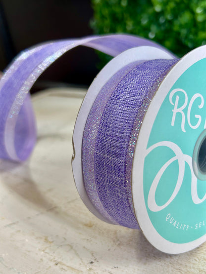 1.5 Inch By 10 Yard Lavender Iridescent Royal Burlap Glitter Ribbon