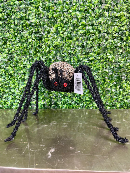 9 Inch Black And Champagne Beaded Spider