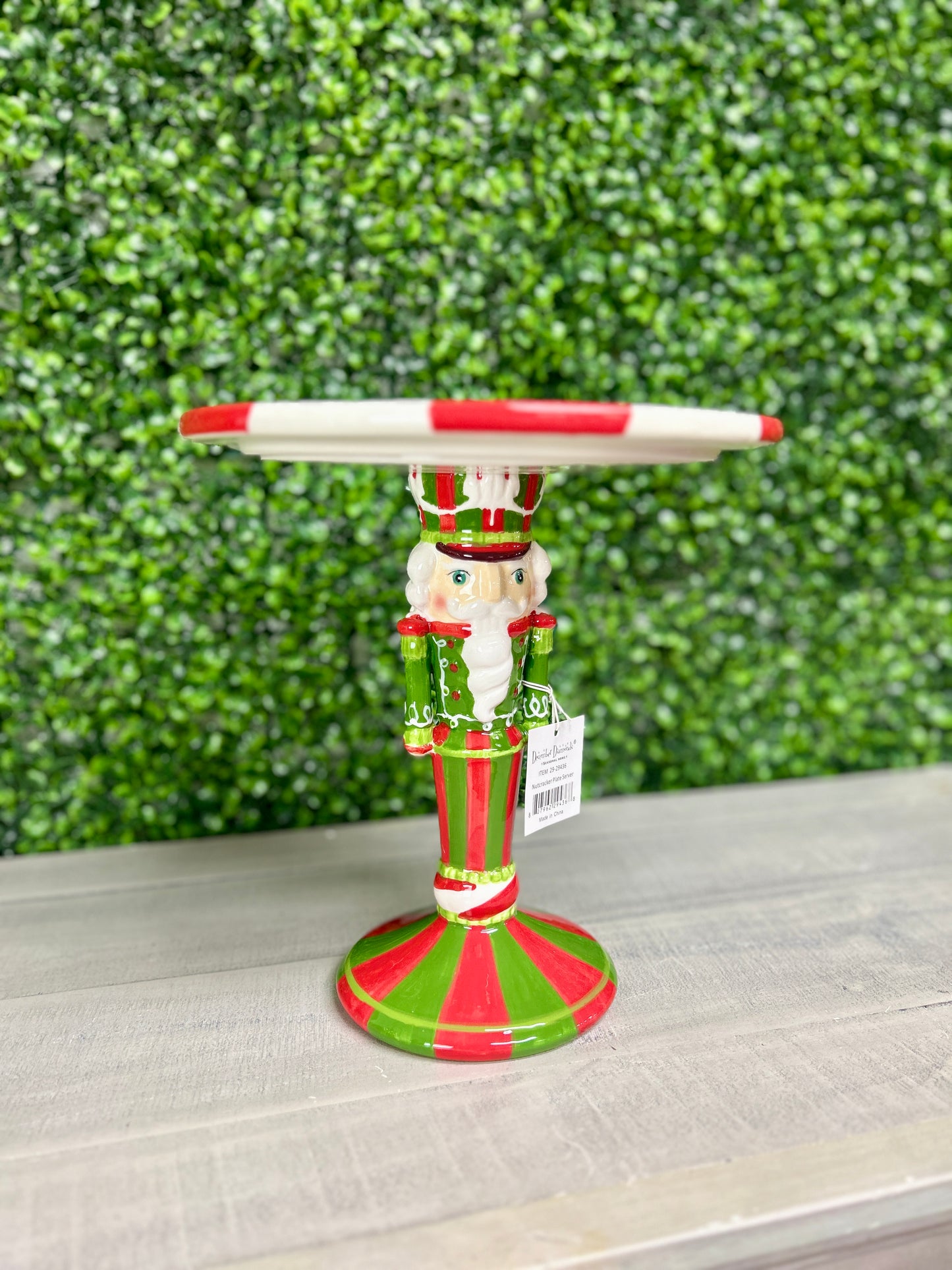 10 Inch Red And Green Ceramic Nutcracker Plate Server