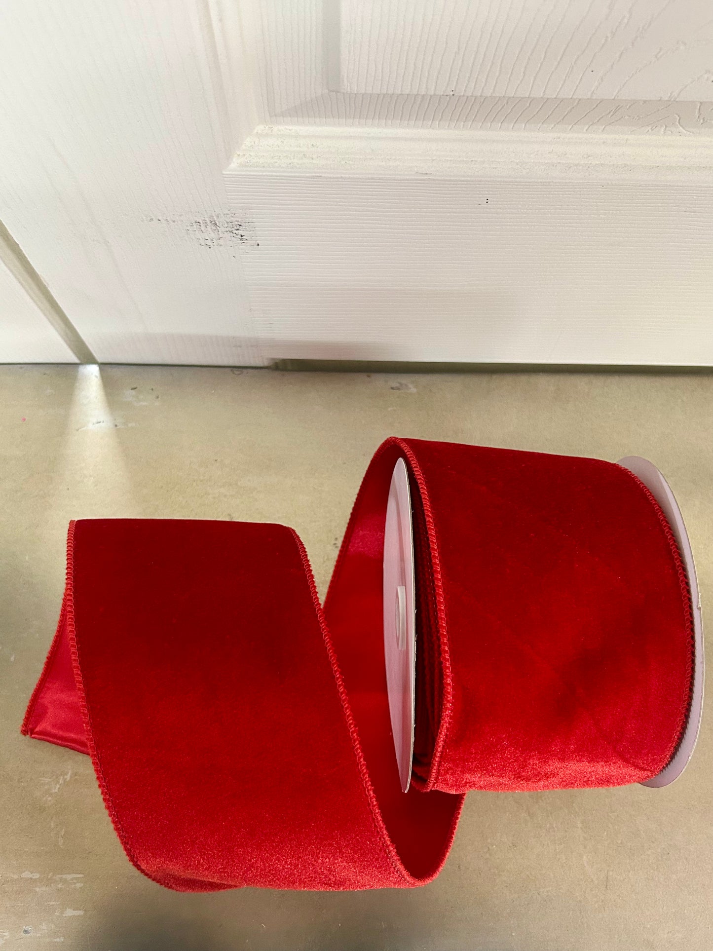 4 Inch By 10 Yard Red Deluxe Velvet With Satin Backing