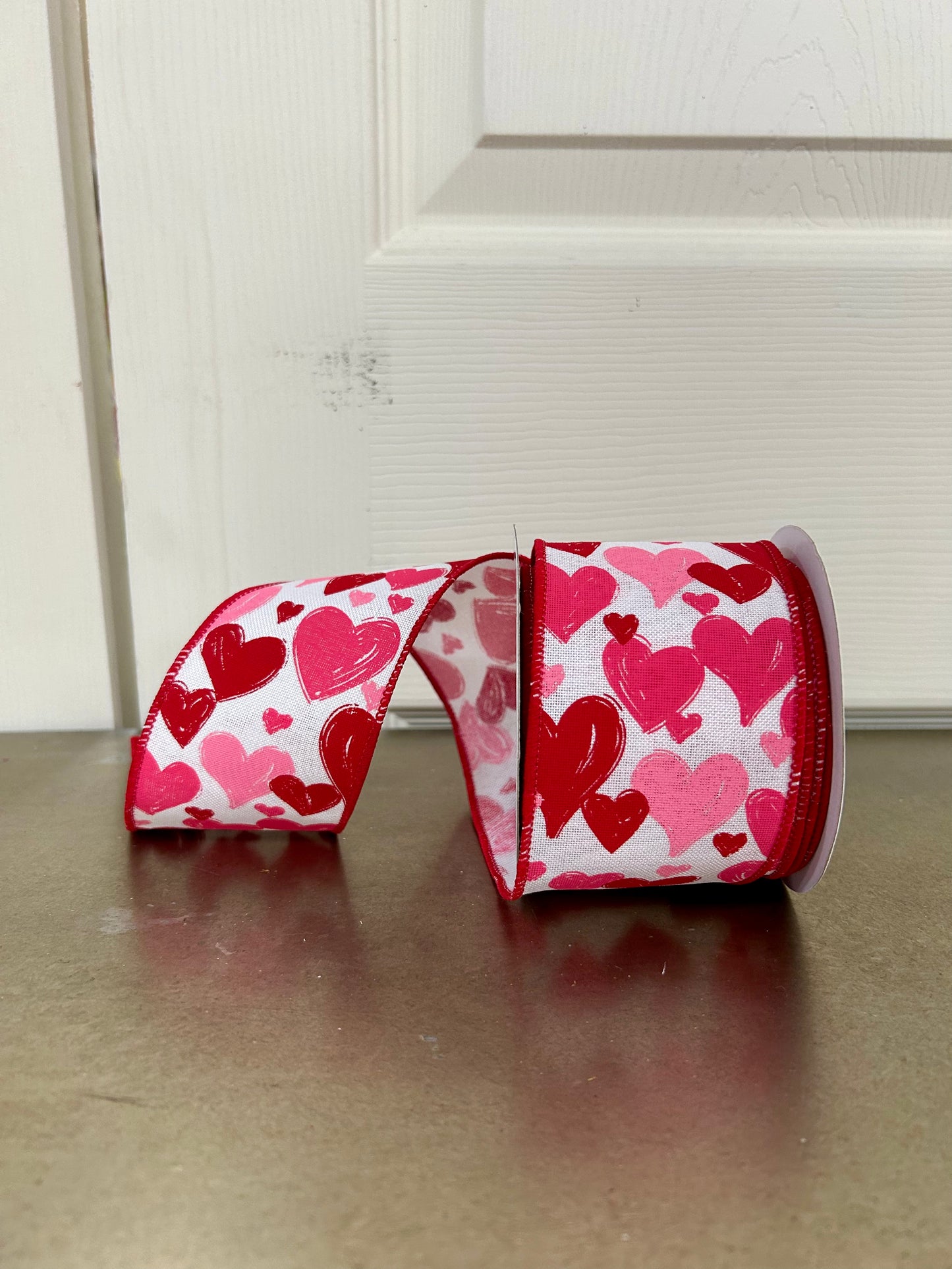 2.5 Inch By 10 Yard Hand Drawn Hearts Ribbon