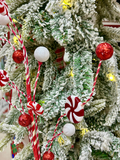 29 Inch Red And White Curly Peppermint Spray