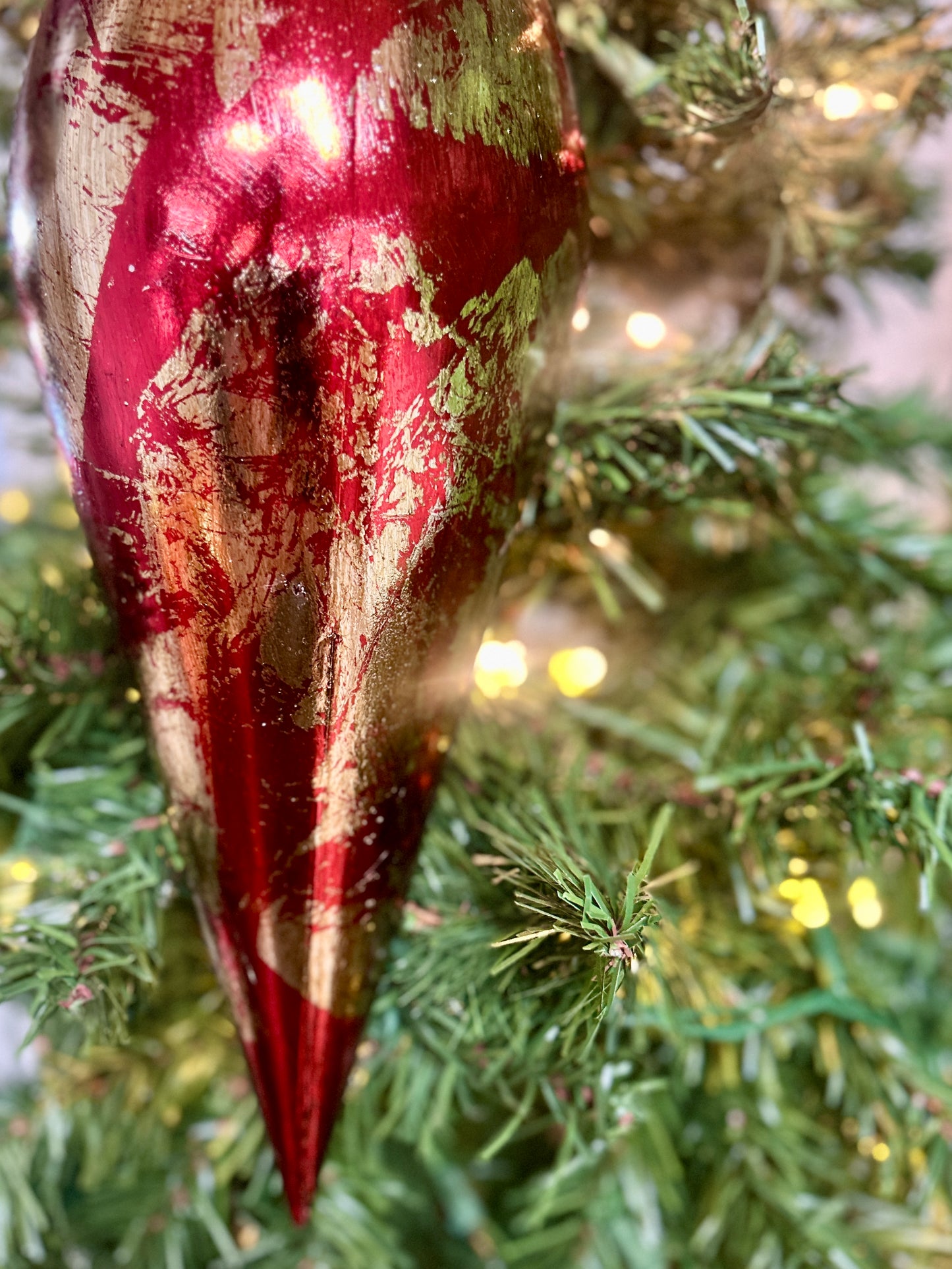 16 Inch Red And Gold Finial Ornament