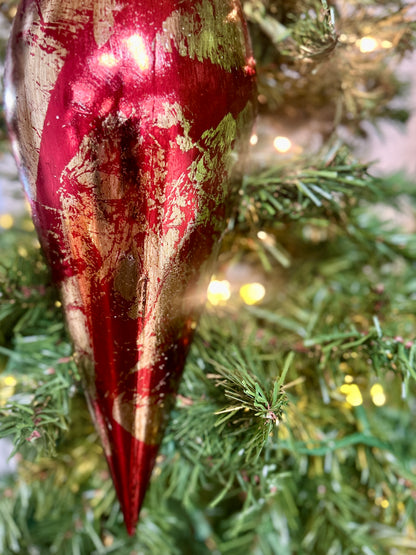 16 Inch Red And Gold Finial Ornament