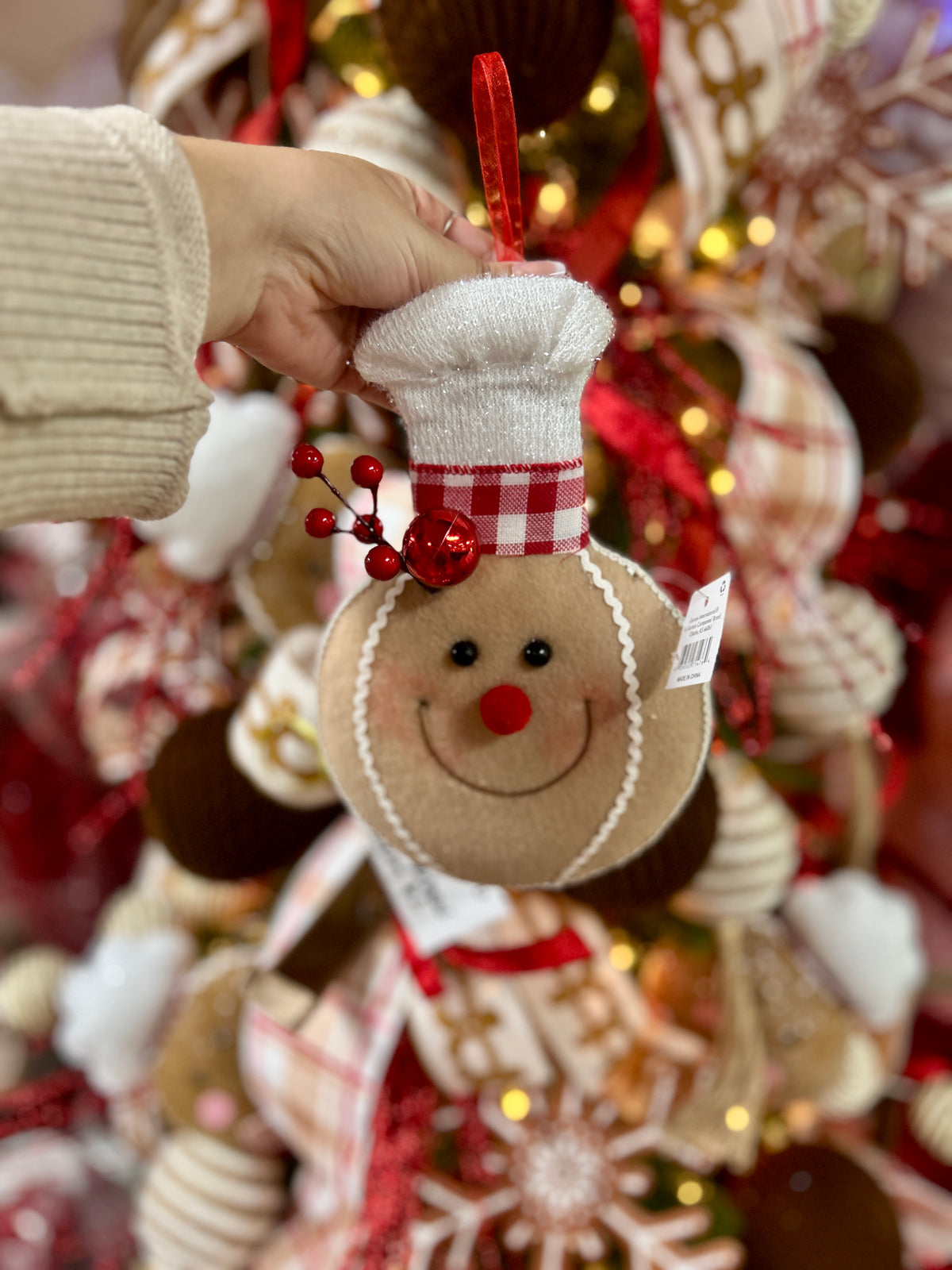 9 Inch Holiday Handcrafted Hanging Gingerbread Man Head