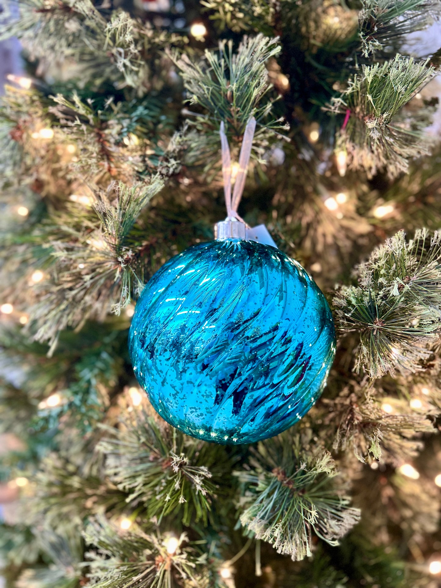 6 Inch Ball Ornament Aqua