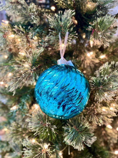 6 Inch Ball Ornament Aqua