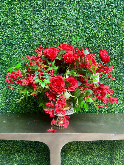 Red Floral Table Arrangement
