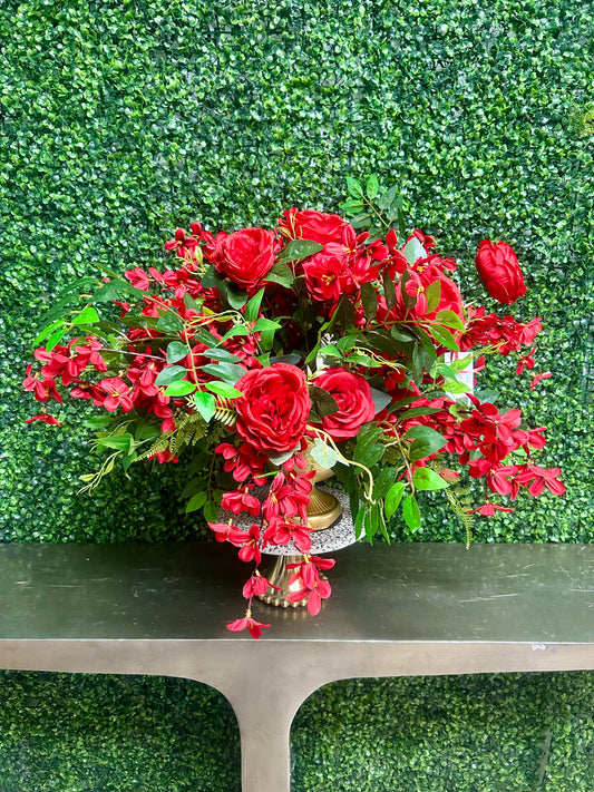 Red Floral Table Arrangement
