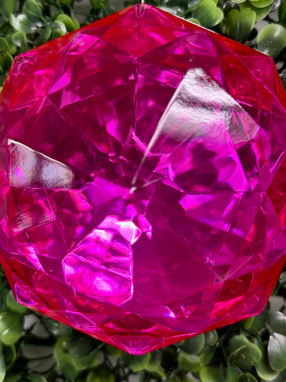 4 Inch Hot Pink Acrylic Octagon Diamond Ornament