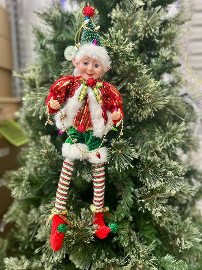 18 Inch Fabric Tinsel Pixie Elf With Tree Two Styles