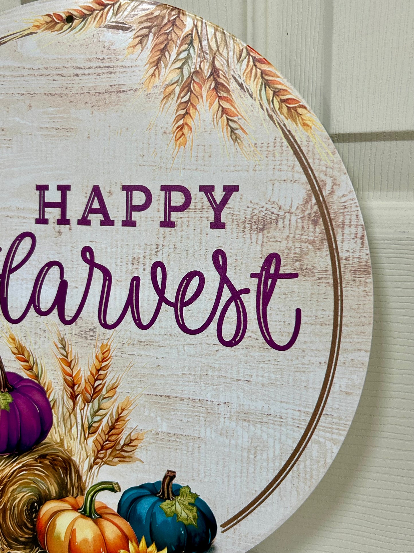 12 Inch Happy Harvest Metal Sign