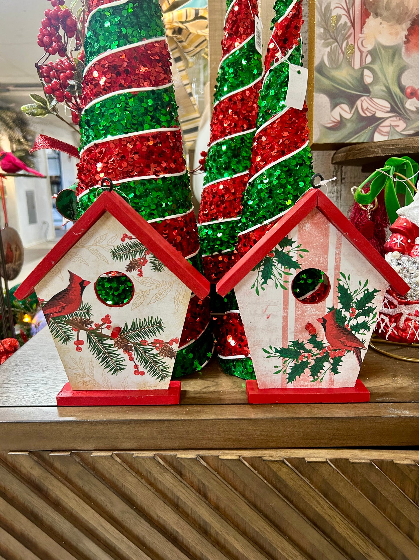 8 Inch Cardinal Birdhouse Decor Two Styles