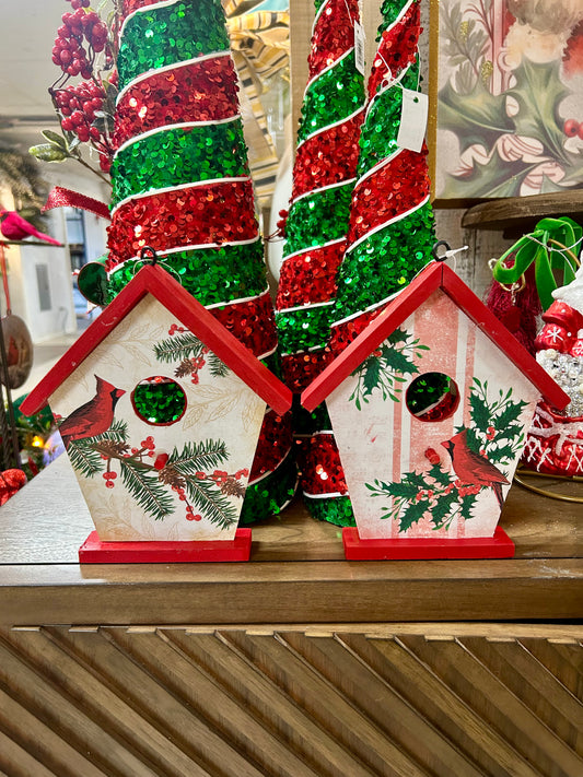 8 Inch Cardinal Birdhouse Decor Two Styles