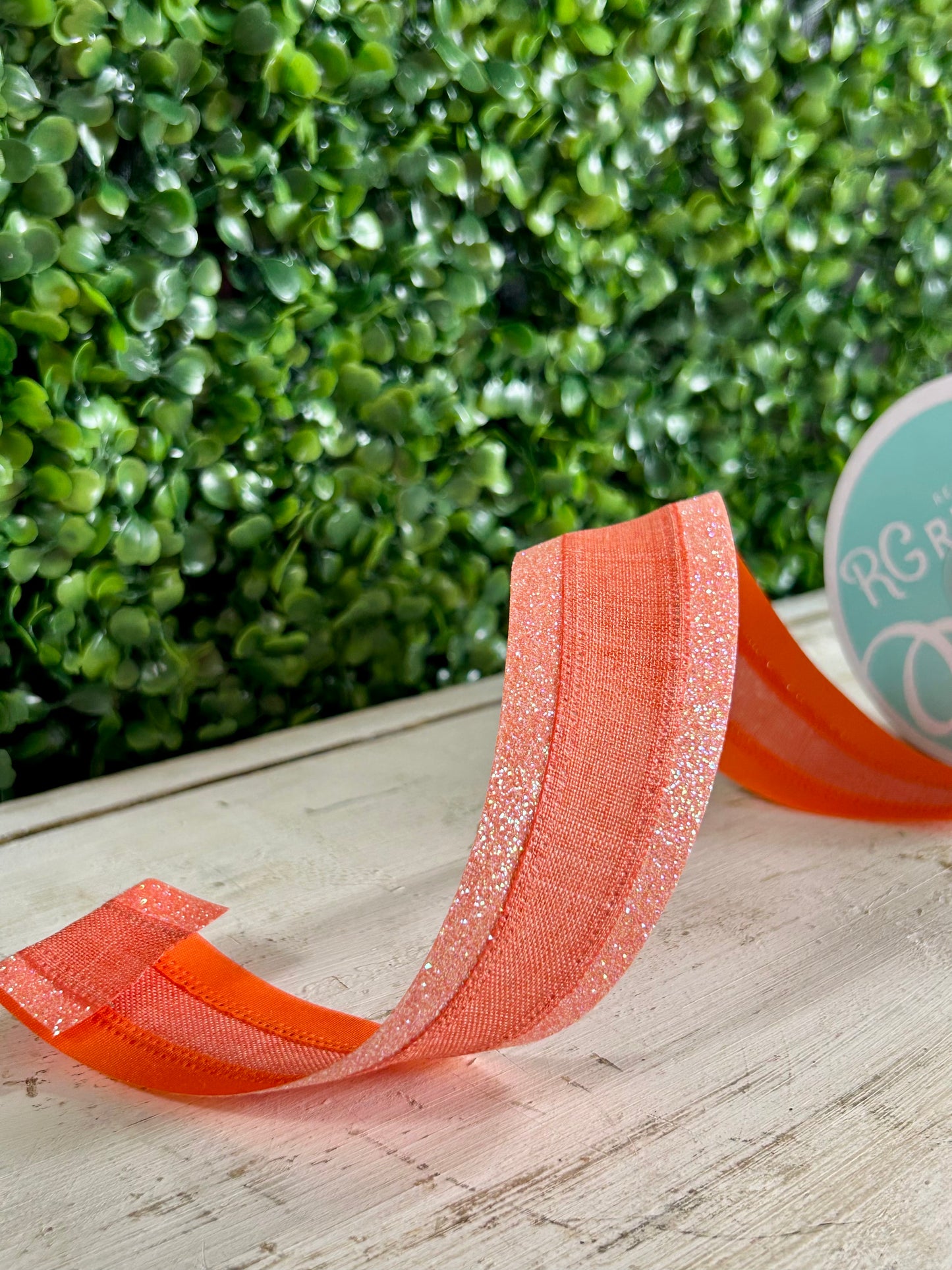 1.5 Inch By 10 Yard Dark Coral Iridescent Royal Burlap Glitter Ribbon