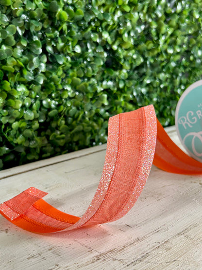 1.5 Inch By 10 Yard Dark Coral Iridescent Royal Burlap Glitter Ribbon