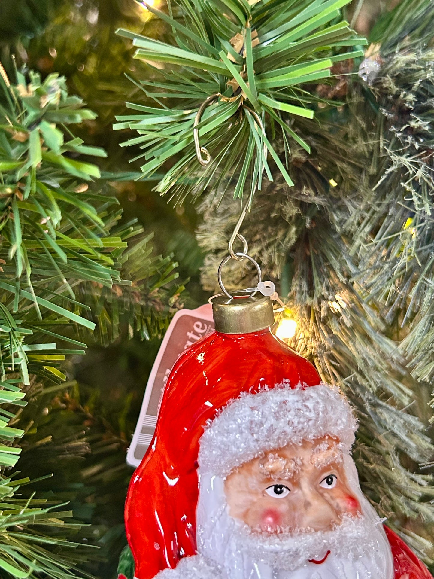 8 Inch Glass Santa Ornament