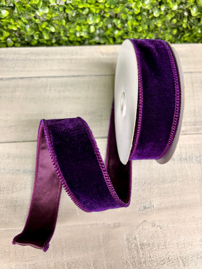 1.5 Inch By 10 Yard Purple Deluxe Velvet With Satin Backing Ribbon