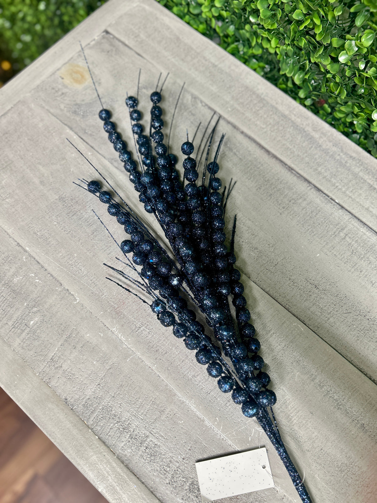 28" Dark Blue Glitter Berry Spray