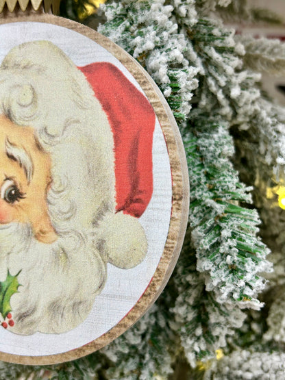 6.75 Inch Santa Face Ornament Two Styles