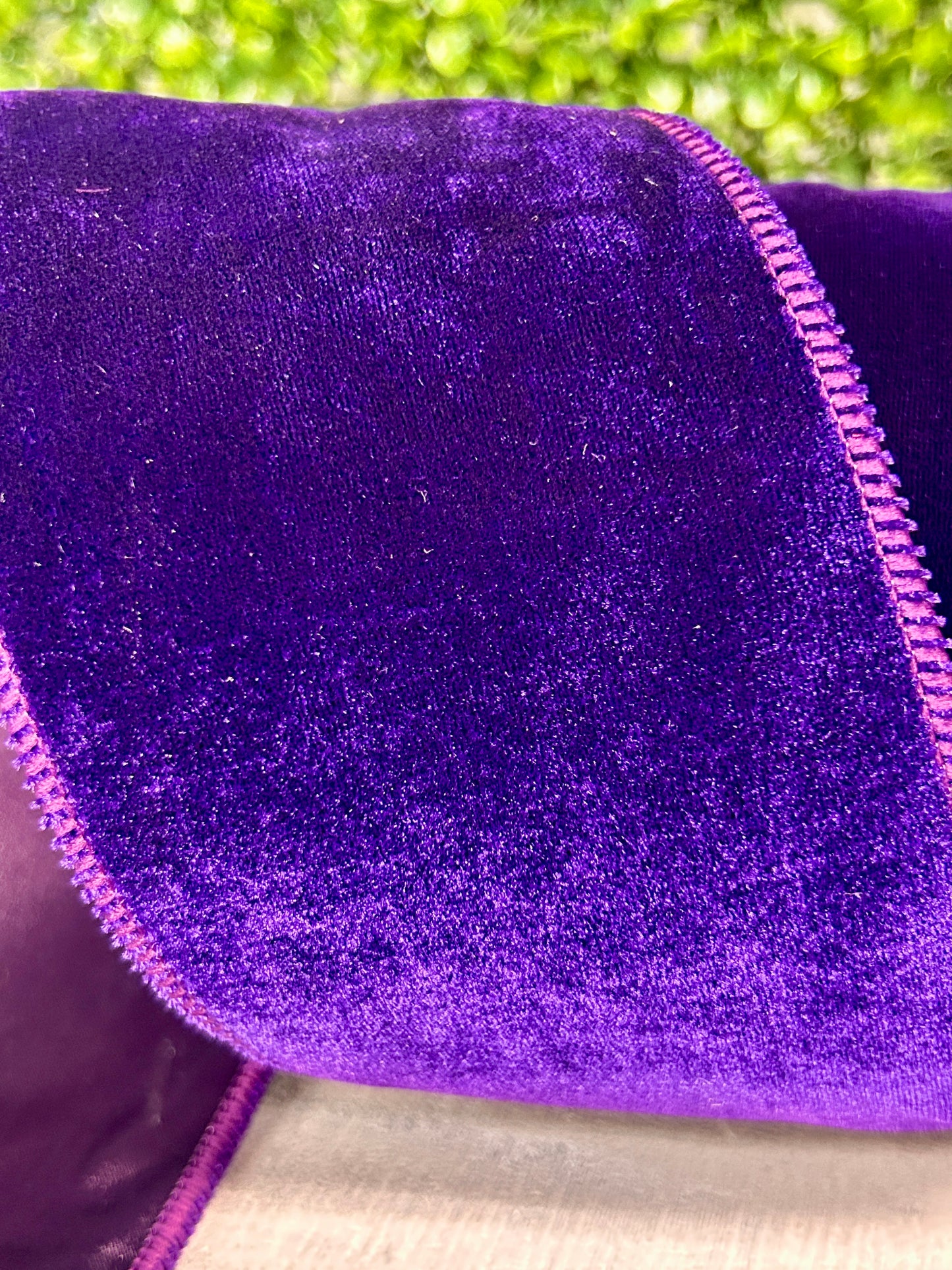 4 Inch By 10 Yard Purple Deluxe Velvet With Satin Backing Ribbon