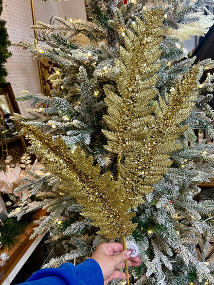34 Inch Gold Jumbo Glitter Sequin Fern Spray
