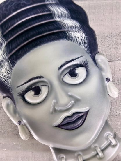 12.5 Inch Black And White Mrs. Frankenstein Metal Sign
