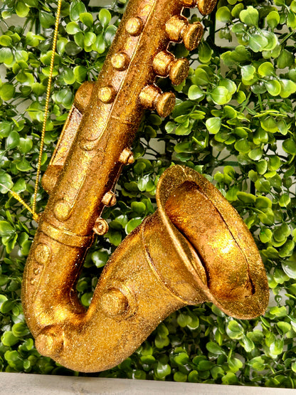 17 Inch Gold Gilded Plastic Saxophone Ornament